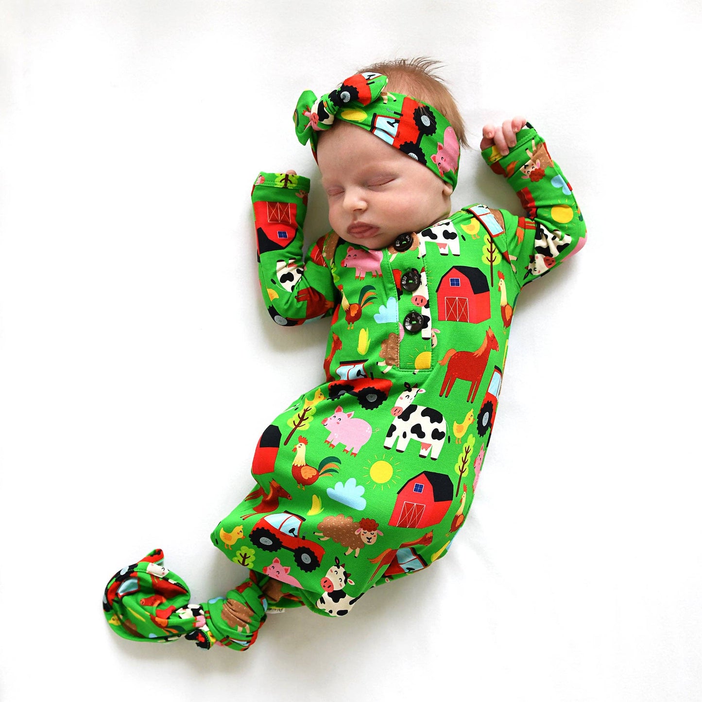 Tanner Gown Newborn Bamboo Farm Animals Going Home Outfit