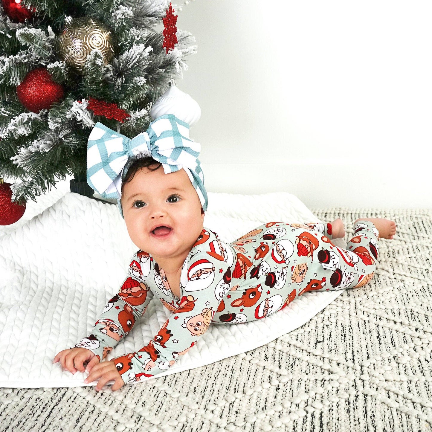 Rudolph ZIP Christmas Bamboo Baby One Piece Outfit
