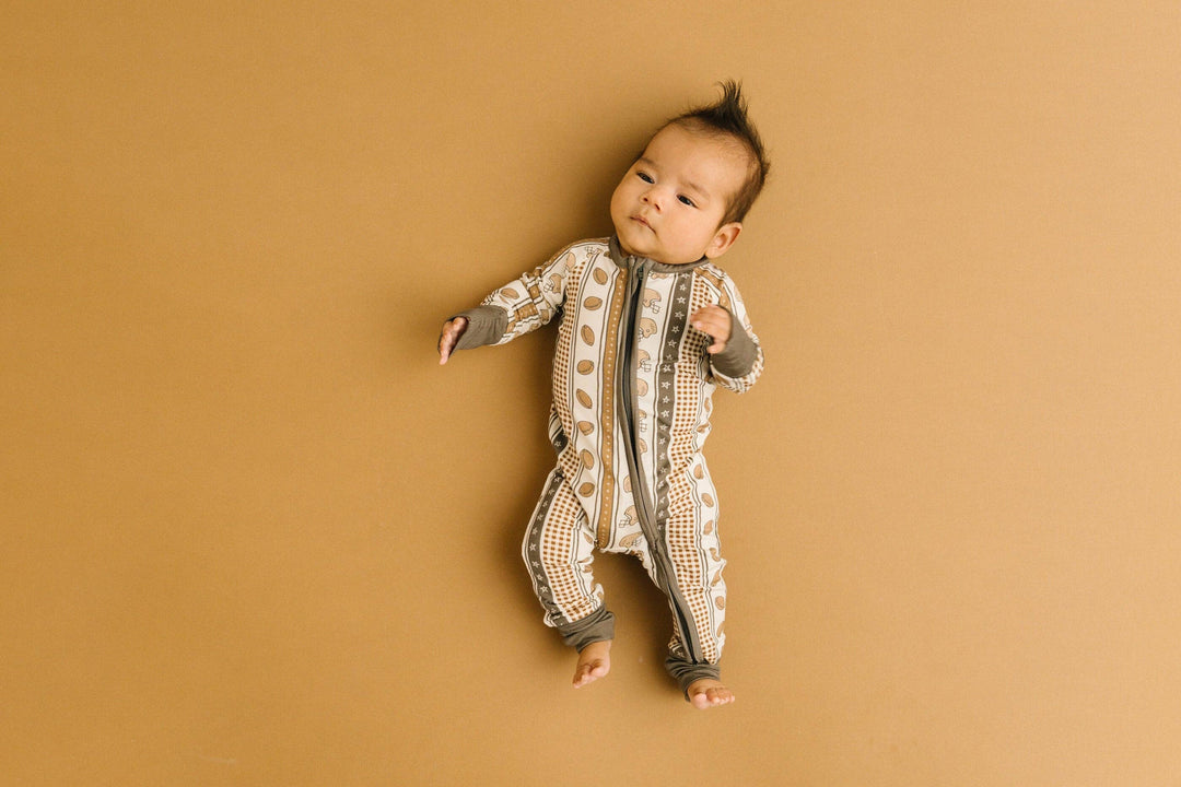 Touchdown Stripe Bamboo Football Baby Sleeper