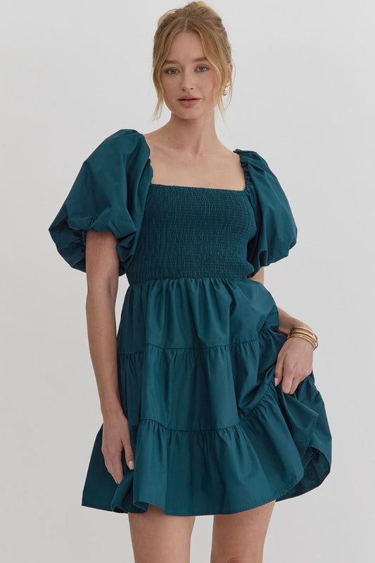 Puff Sleeve Tiered Mini Dress