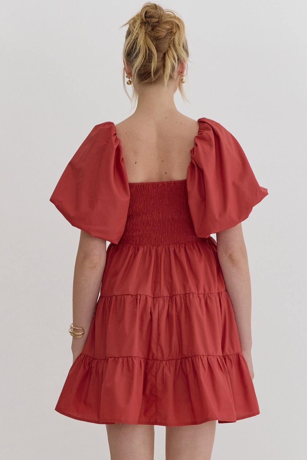 Puff Sleeve Tiered Mini Dress