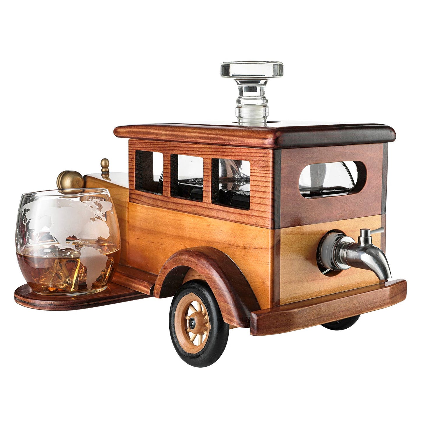 Wine Savant Vintage Car Whiskey Decanter Set – Classic Car Barware Gift