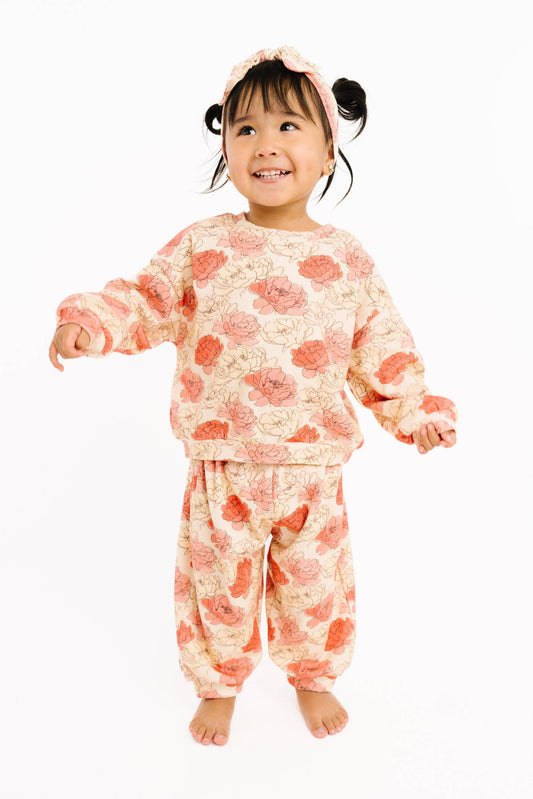 Peony Sweatsuit Cozy Cotton Sweatsuit Set – Baby & Toddler Lounge Set