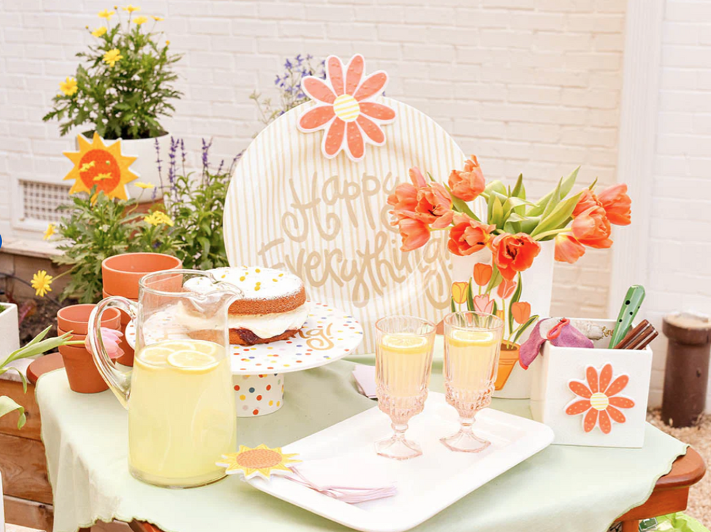 Happy Everything daisy flower big ceramic interchangeable attachment with white petals and yellow center