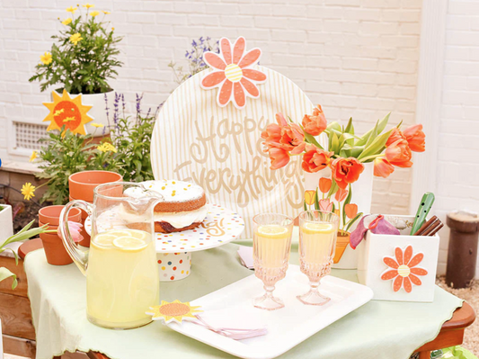 Happy Everything daisy flower big ceramic interchangeable attachment with white petals and yellow center