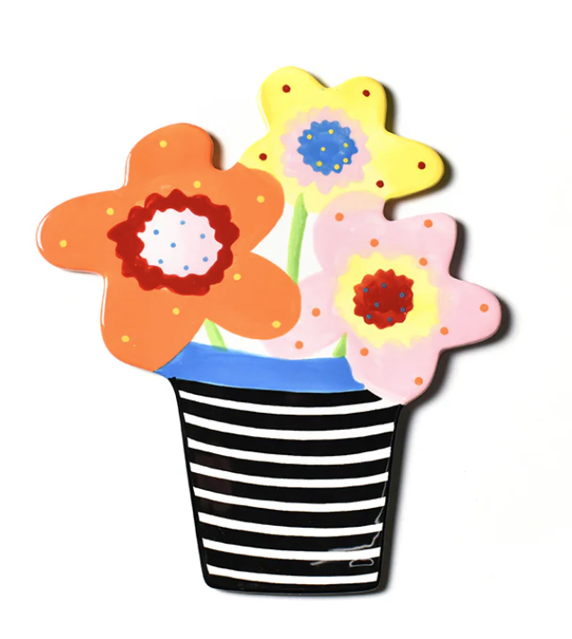 Happy Everything flowers mini ceramic interchangeable attachment with colorful floral design