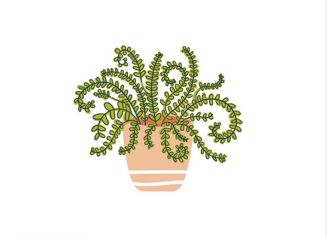 Happy Everything Happy House Plant mini ceramic interchangeable attachment with green vines and striped planter 