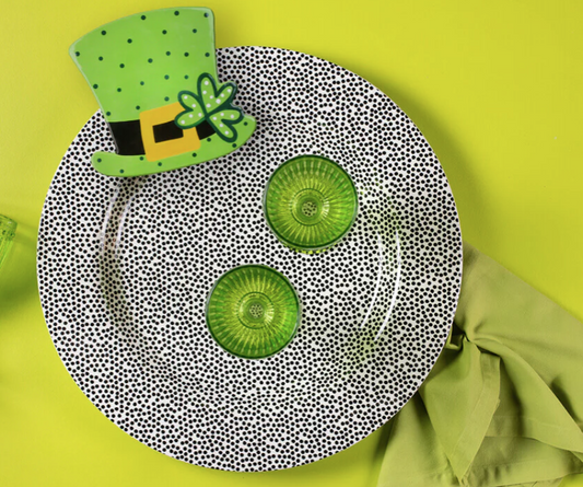 Happy Everything leprechaun big hat ceramic interchangeable attachment for St Patrick’s Day décor I’m small Dot Platter