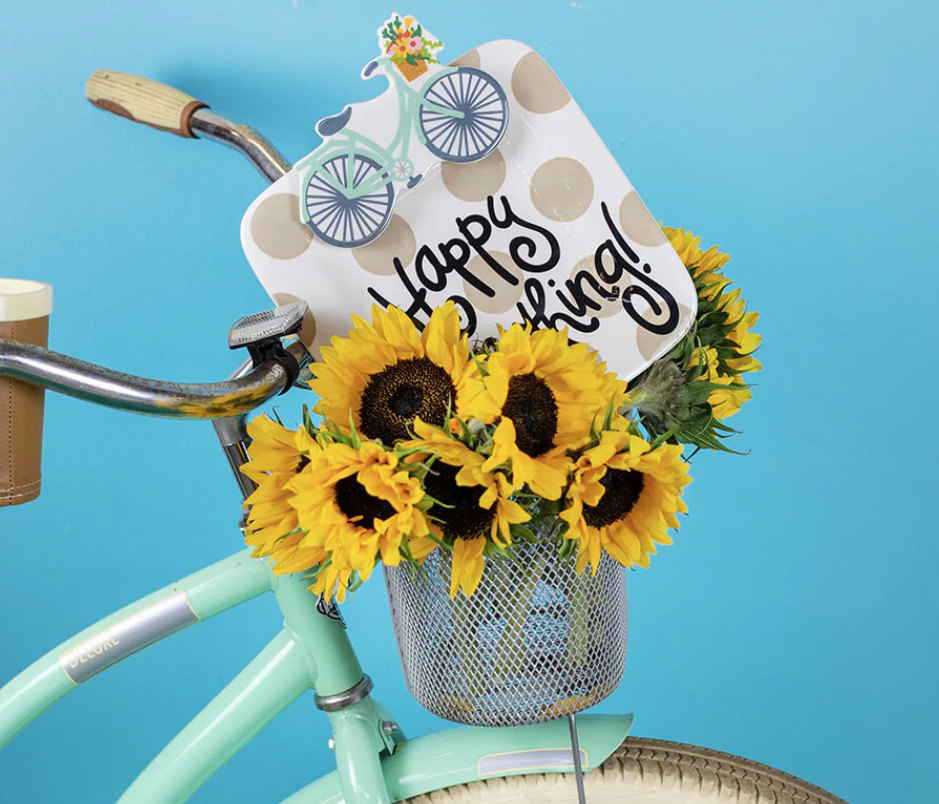 Happy Everything mini bicycle ceramic interchangeable attachment for spring and seasonal décor