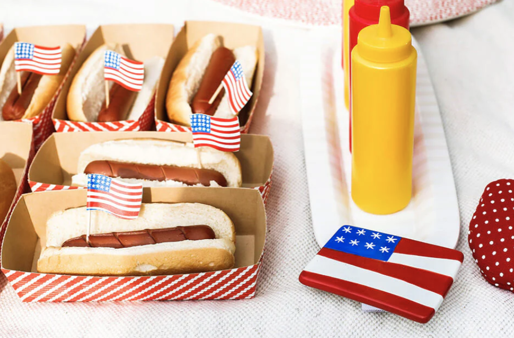 Happy Everything mini American flag ceramic interchangeable attachment for patriotic décor