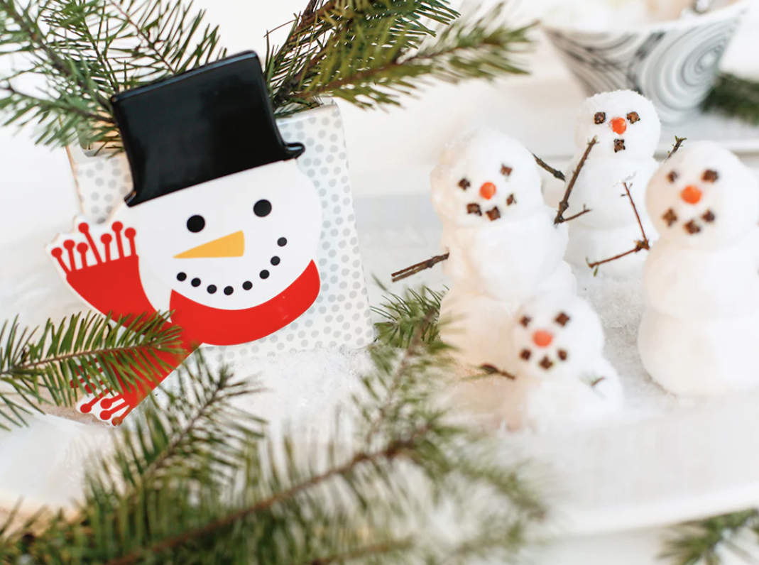 Happy Everything mini top hat frosty ceramic interchangeable snowman attachment for winter décor