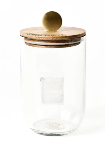 Happy Everything! Small Mini Wooden Lid Glass Jar with clear glass and natural wood lid