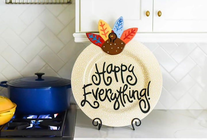 Happy Everything! Turkey Big Attachment displayed on a Happy Everything platter for Thanksgiving décor