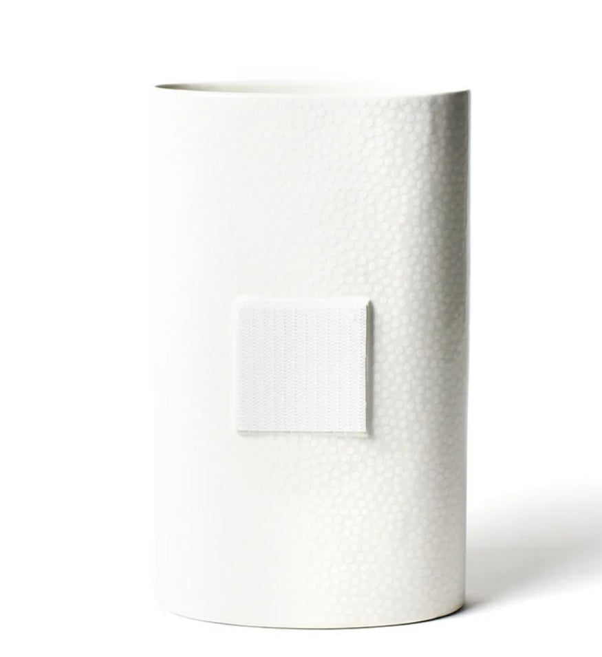 Happy Everything white small dot big oval vase ceramic interchangeable décor base for flowers