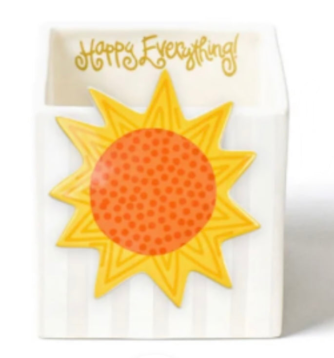 Happy Everything White Stripe Mini Nesting Cube decorative interchangeable storage cube With sun 