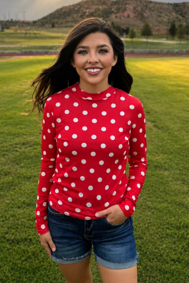 Kickoff Season Mesh Top | Polka Dot Game Day Layering Top