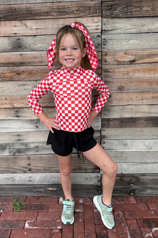Mini Red & White Mesh Top