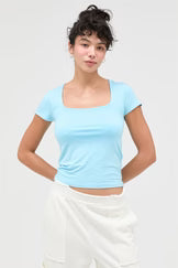 square neck cap sleeve top