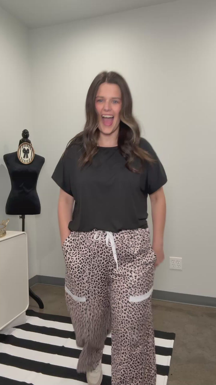 Wild Side Leopard Print Cropped Wide Leg Pants