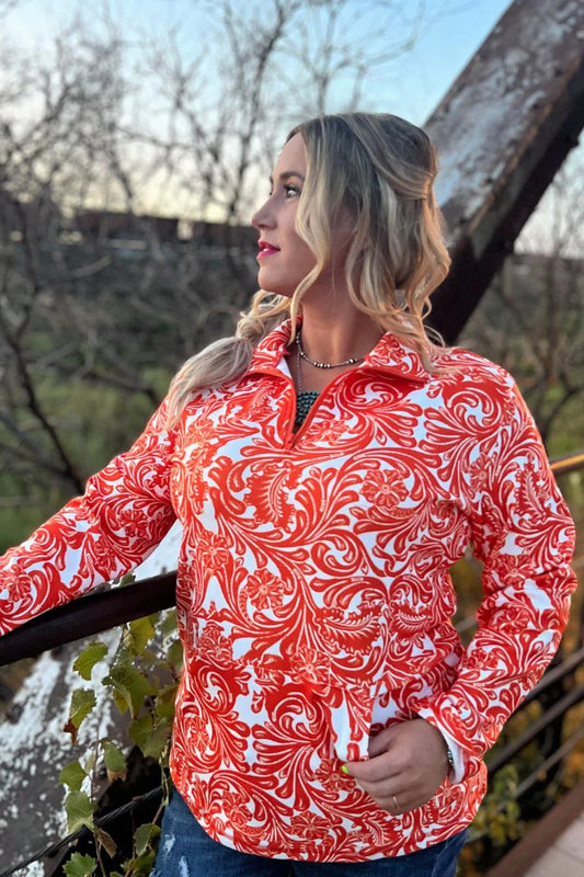 Tailgate Party Pullover Orange & White