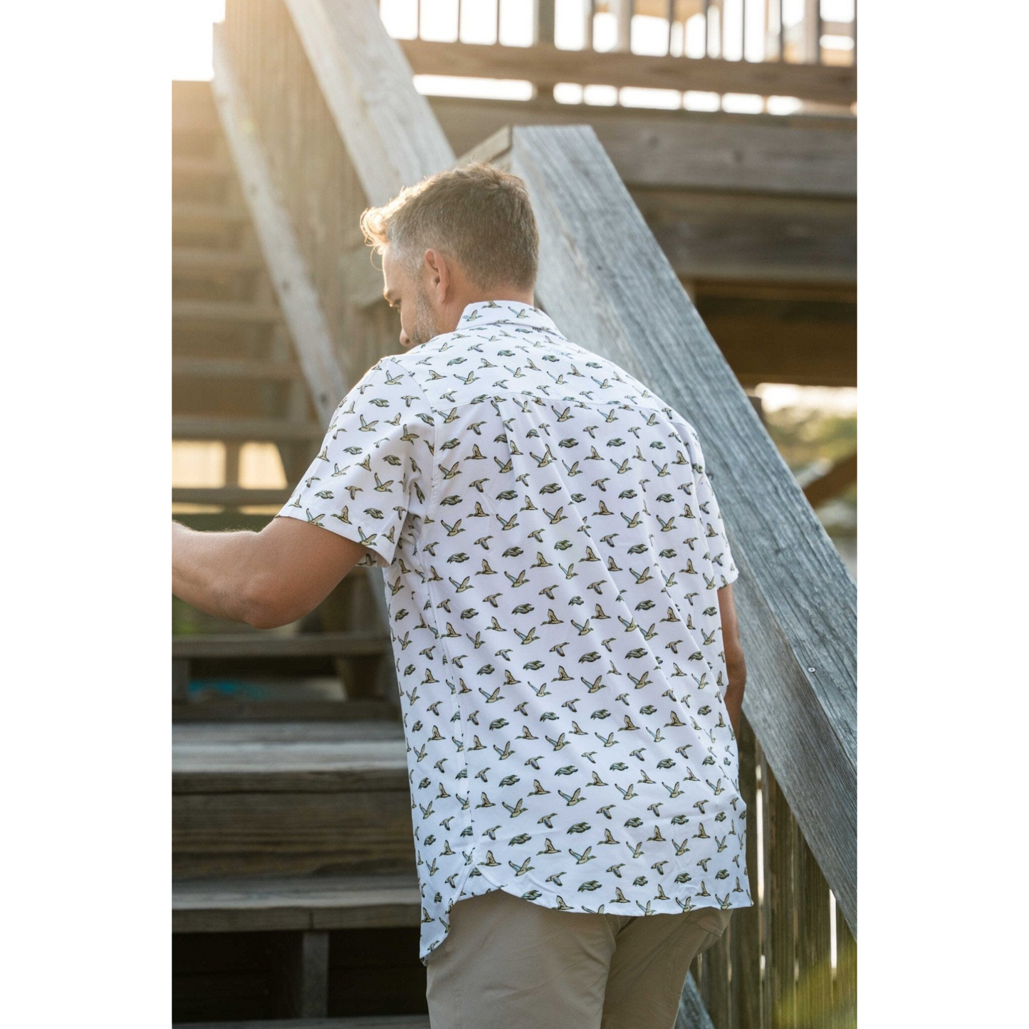 Performance Button Up Flying Mallard Ducks