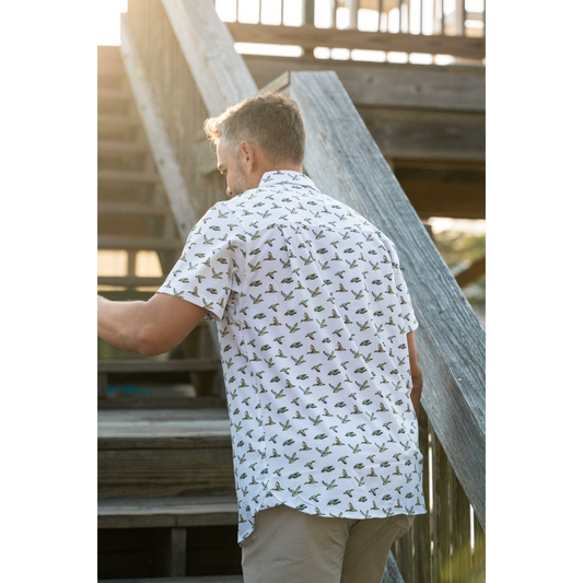 Performance Button Up Flying Mallard Ducks