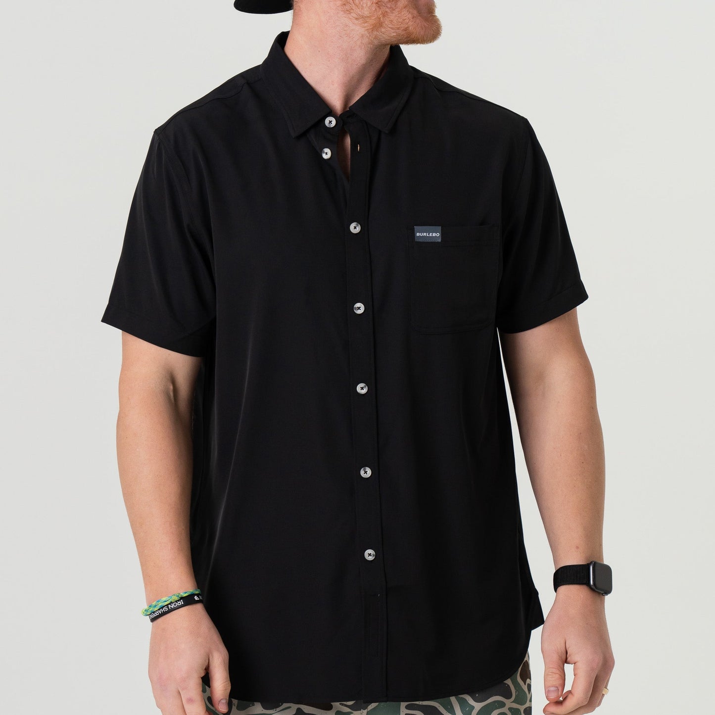 Heather Black Performance Button Up