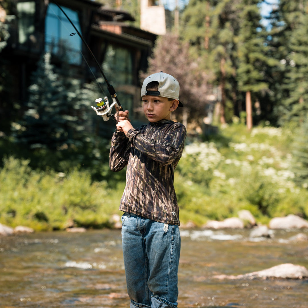 Burlebo Performance Youth Hoodie Midland Camo | Lightweight Athletic Hoodie for Men