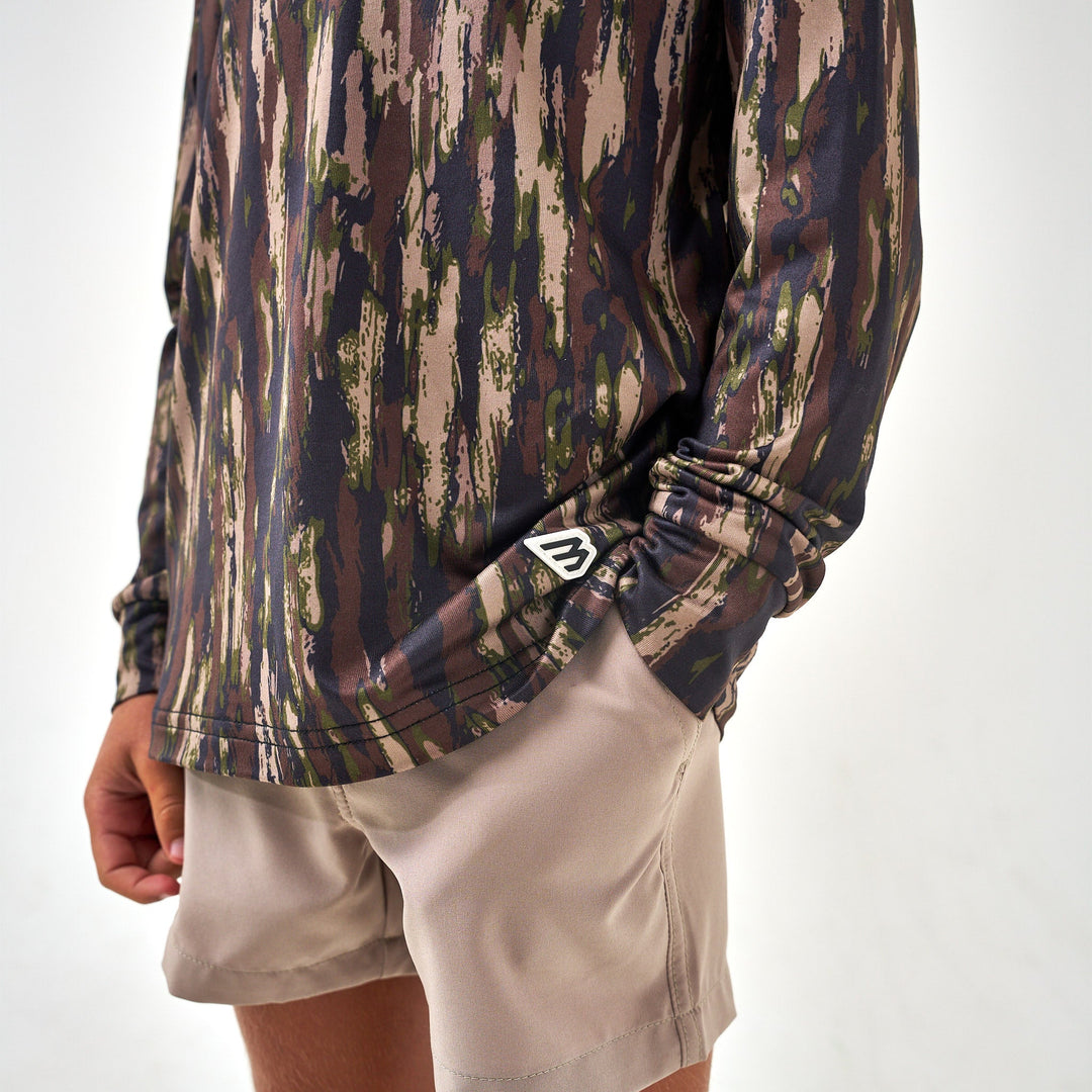 Burlebo Performance Youth Hoodie Midland Camo | Lightweight Athletic Hoodie for Men