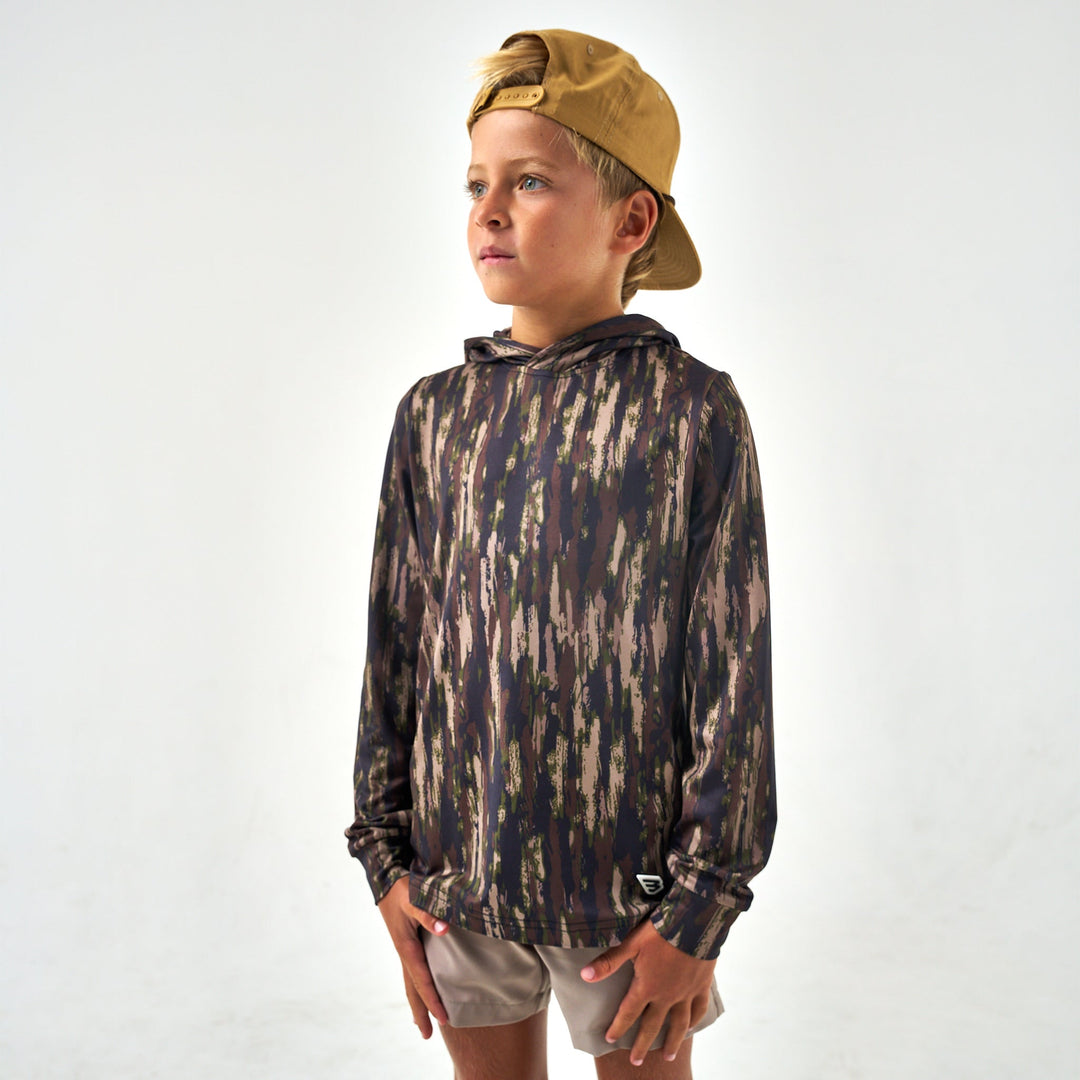Burlebo Performance Youth Hoodie Midland Camo | Lightweight Athletic Hoodie for Men