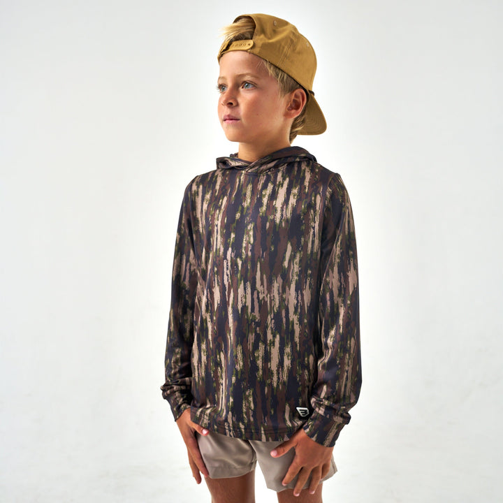 Burlebo Performance Youth Hoodie Midland Camo | Lightweight Athletic Hoodie for Men