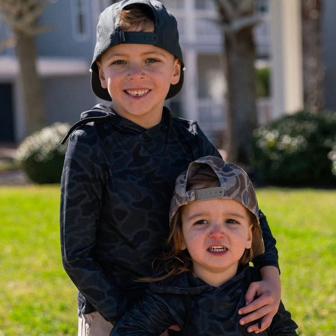 Burlebo Performance Youth Hoodie Black Camo | Lightweight Athletic Hoodie for Men